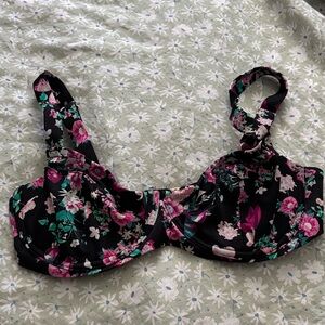 Victoria's Secret Black Floral Bikini Top